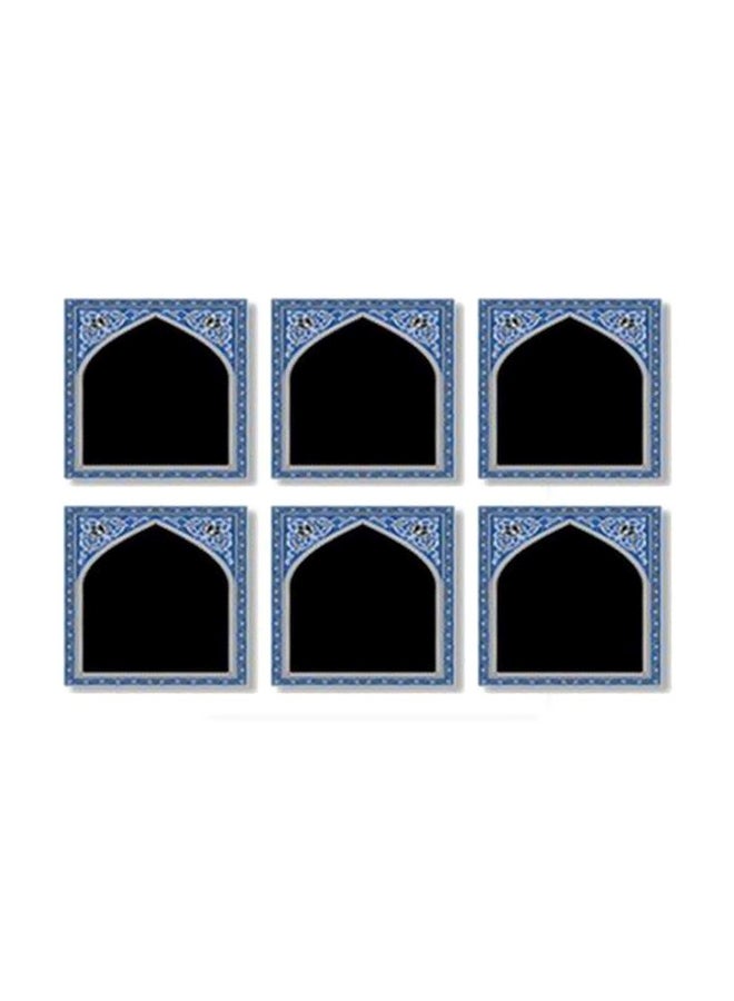 6-Piece Coaster Set Blue/White/Black 9x9cm