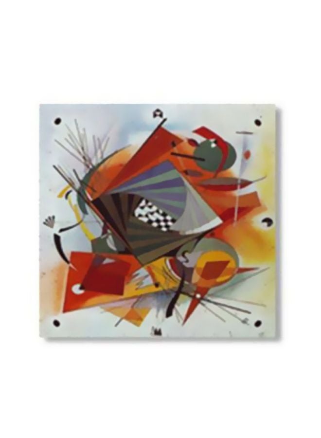 لوحة جدارية لتزيين الحائط مع إطار رمادي/أحمر/أصفر 34x34سم