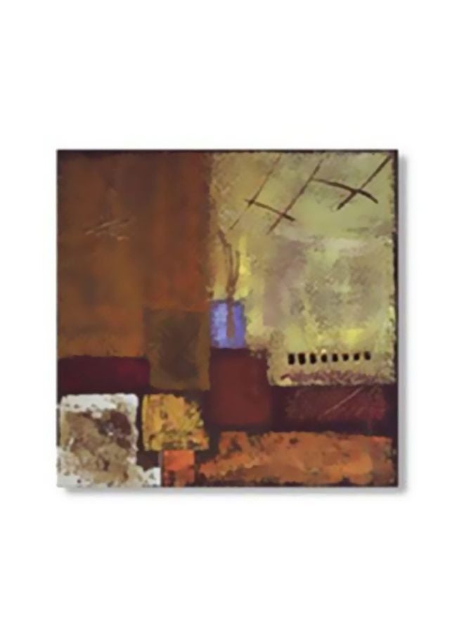 فوتو بلوك لوحة جدارية لتزيين الحائط مع إطار أصفر / بني / أزرق 30x30سم