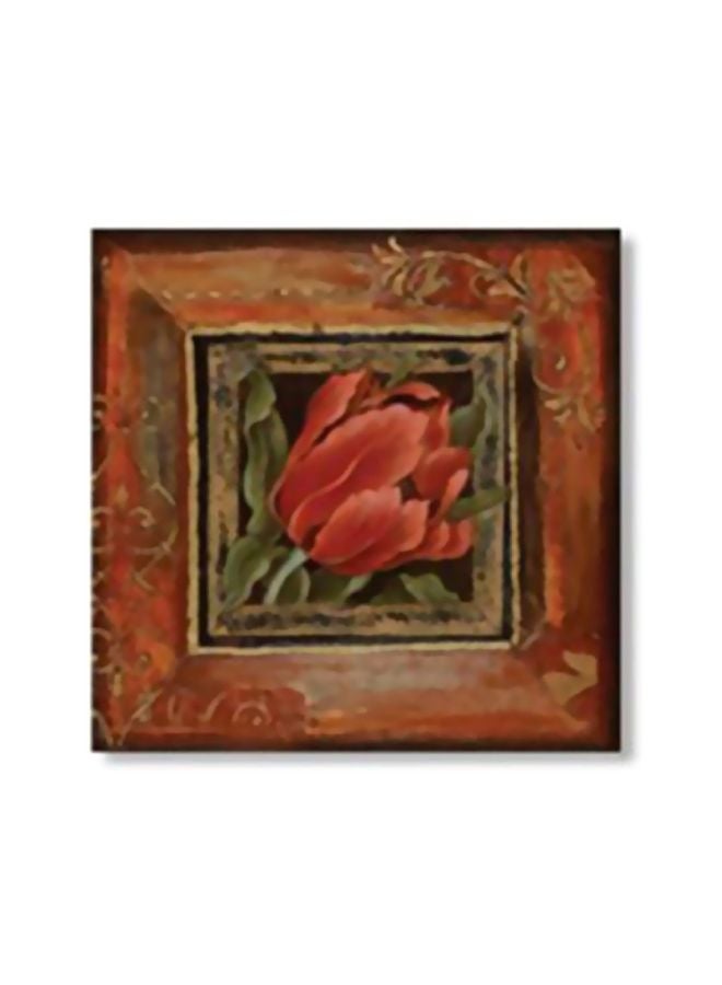 Decorative Wall Painting With Frame Brown/Red/Green 30x30cm