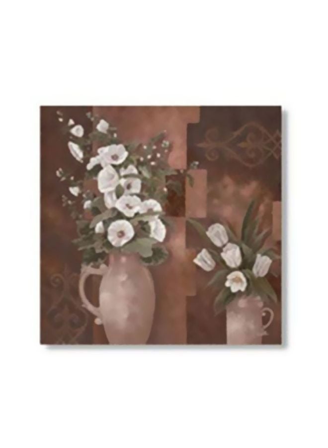Decorative Wall Painting Brown/White/Green 15x15cm