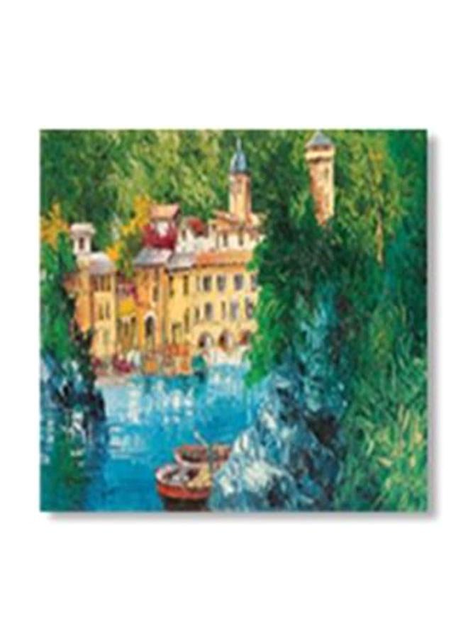 لوحة فنية لديكور الحائط أخضر / أصفر / أزرق 34x34سم