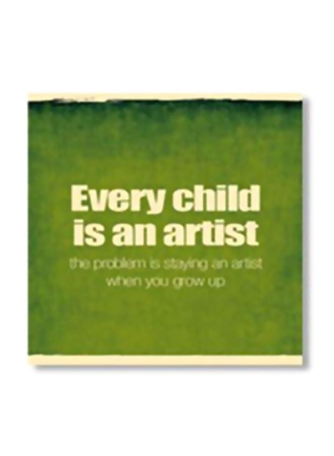 فوتو بلوك لوحة جدارية لتزيين الحائط مع إطار أخضر / بيج 34x34سم