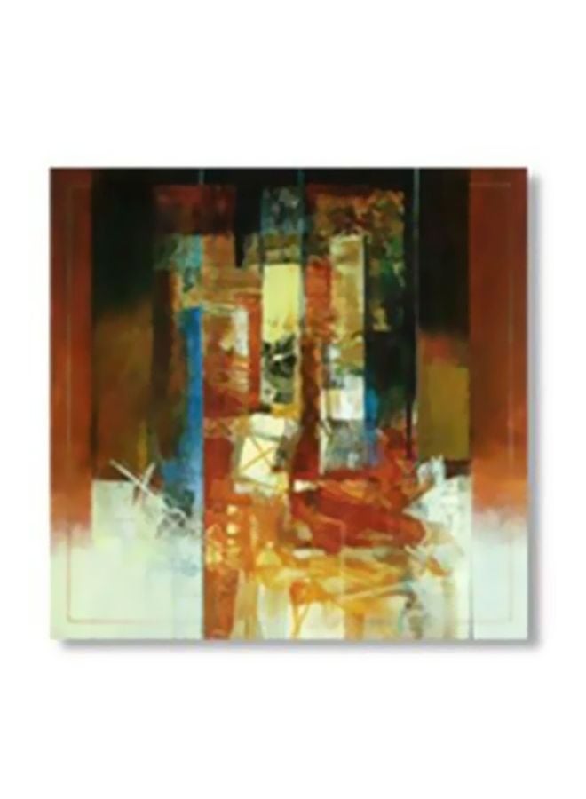 لوحة جدارية لتزيين الحائط مع إطار بني/أصفر/أخضر 30x30سم