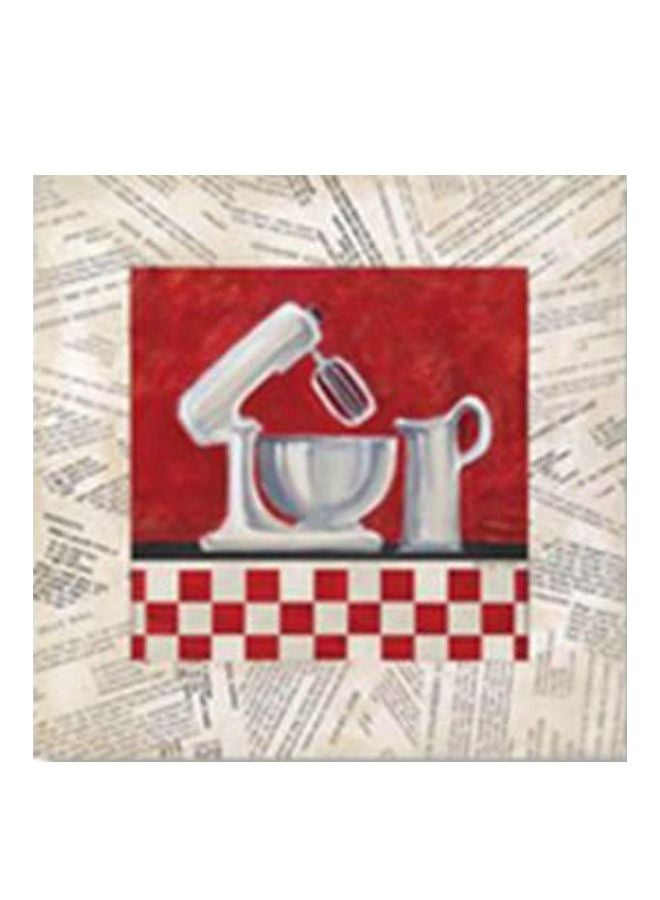 Decorative Wall Painting With Frame Beige/Red/Black 34x34cm