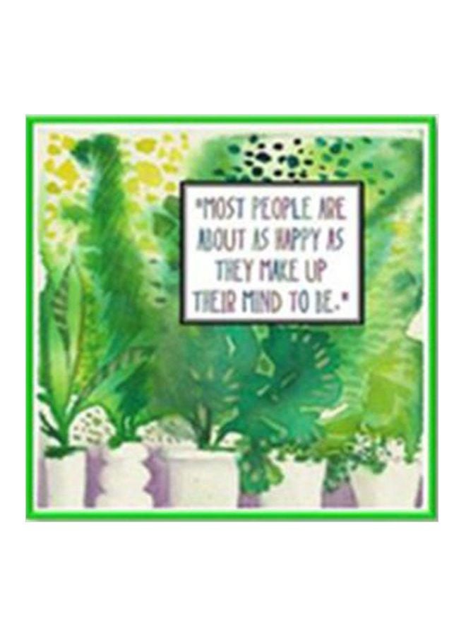 بوستر جداري للتزيين مع إطار أبيض/أصفر/أخضر 24x24سم