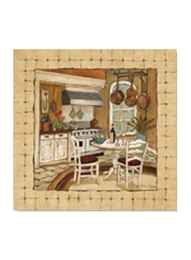 فوتو بلوك لوحة جدارية لتزيين الحائط مع إطار بني/أبيض/بيج 34x34سم