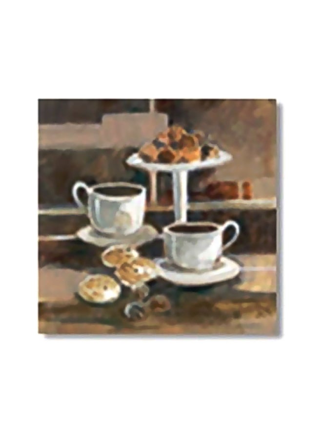 Decorative Wall Painting With Frame Beige/White/Red 30x30cm