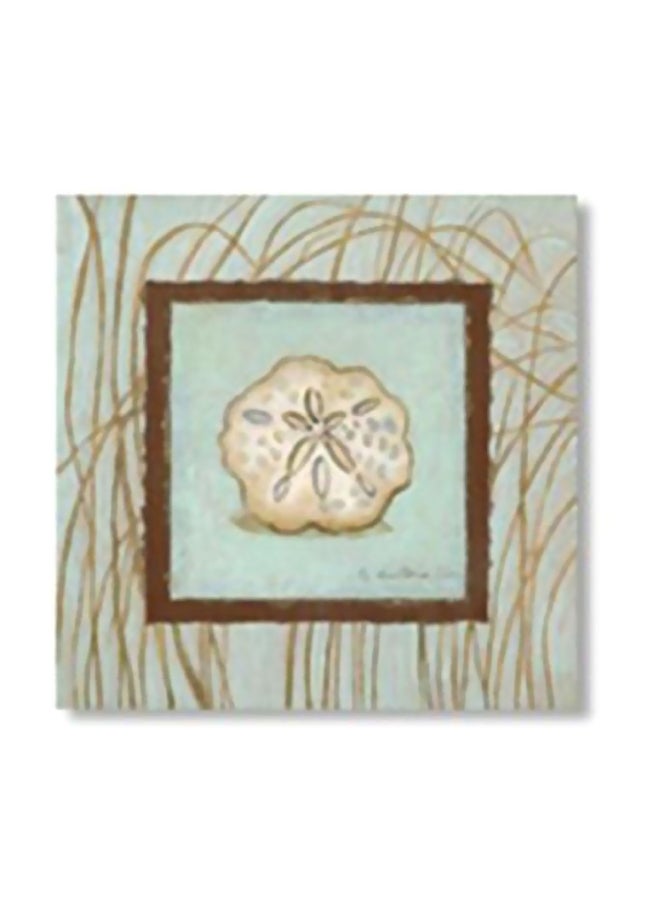 Decorative Wall Painting With Frame Blue/Gold/Brown 24x24cm