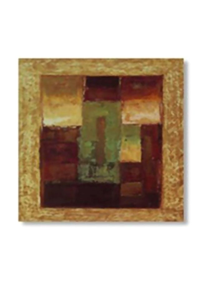 Decorative Wall Painting With Frame Yellow/Brown/Green 34x34cm