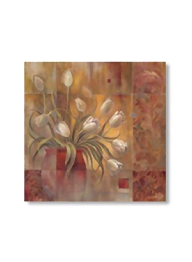 فوتو بلوك لوحة جدارية لتزيين الحائط مع إطار بيج/ذهبي/أحمر 34x34سم