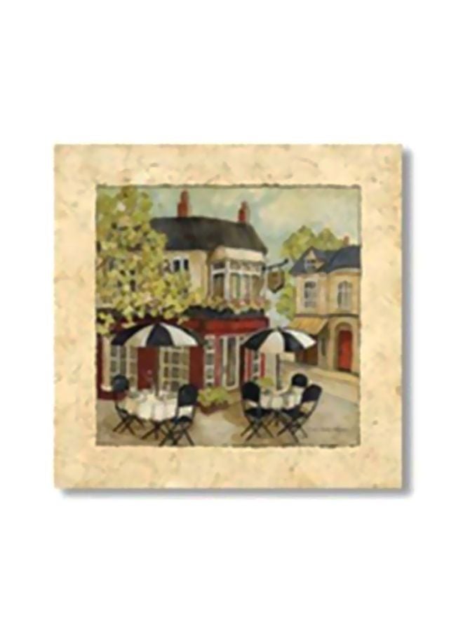 لوحة جدارية لتزيين الحائط مع إطار بيج/أخضر/أبيض 24x24سم