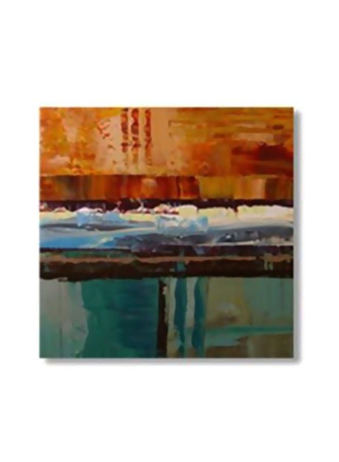 فوتو بلوك لوحة جدارية لتزيين الحائط مع إطار برتقالي/أزرق/بني 30x30سم