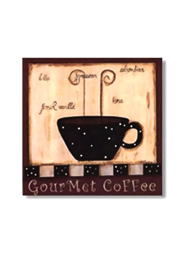 حاملة أكواب شاي مزينة بطبعة بيج/أسود/بني 30x30سم