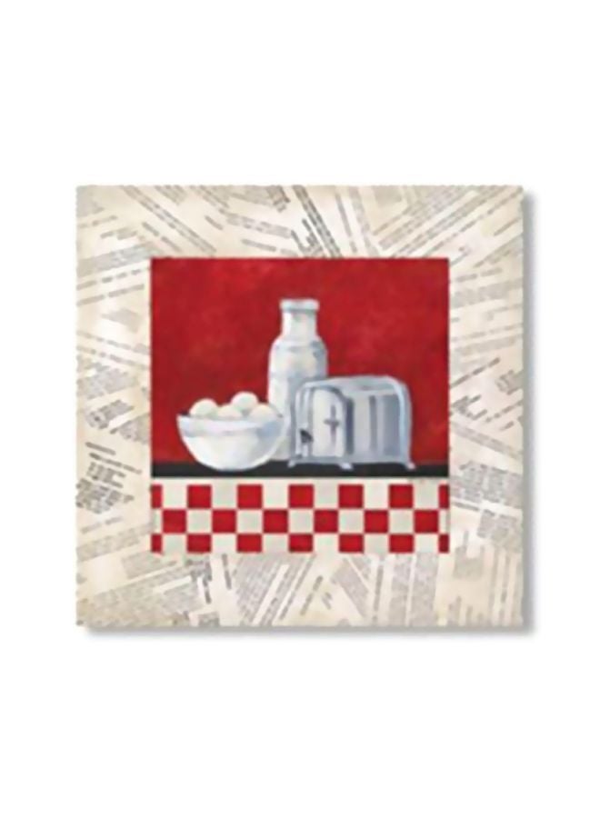 لوحة جدارية لتزيين الحائط مع إطار أحمر/ أبيض/ أسود 24x24سم