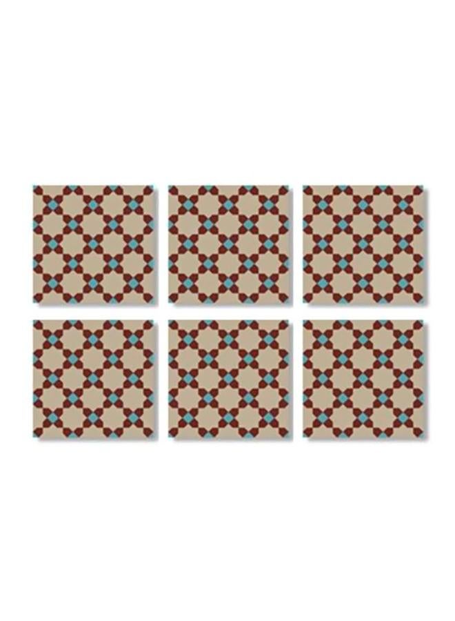 6-Piece Coaster Set Beige/Brown/Blue 9x9cm