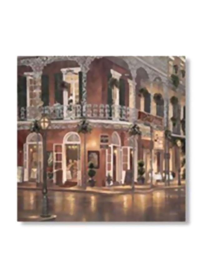 Decorative Wall Painting With Frame White/Brown/Green 15x15cm