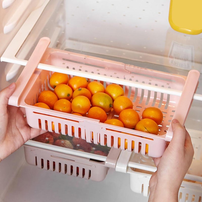 Bluelans Refrigerator Food Organizer Drawer Shelf Pink 20.5 x 16.4 x 7.6grams  - Image 5