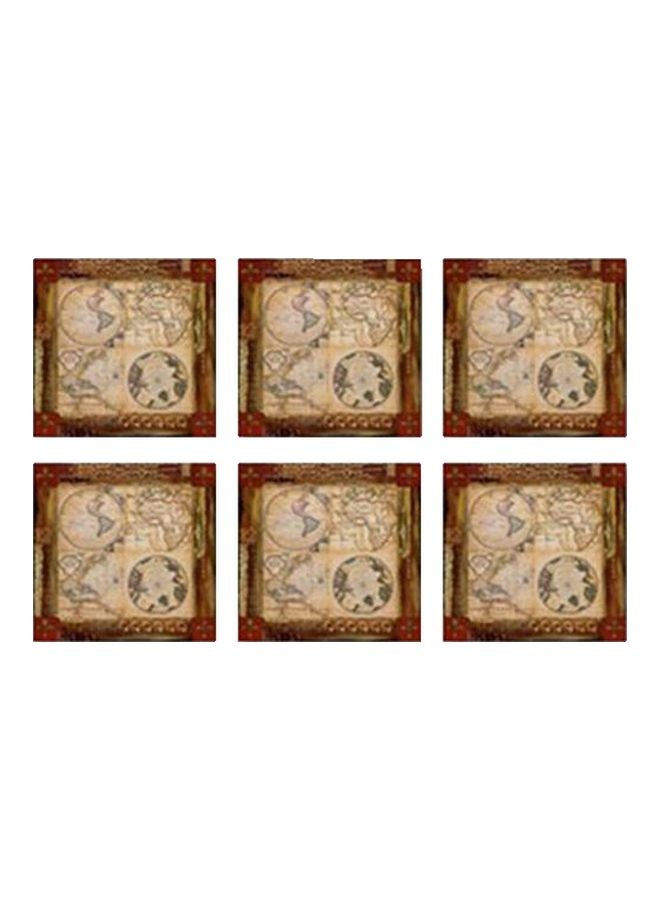 طقم قواعد أكواب شاي من 6 قطع متعدد الألوان 9x9سم