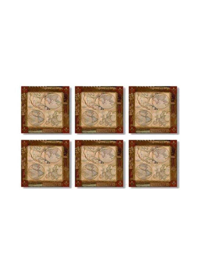 PHOTOBLOCK 6-Piece Decorative Tea Coasters Set Multicolour 9x9cm 