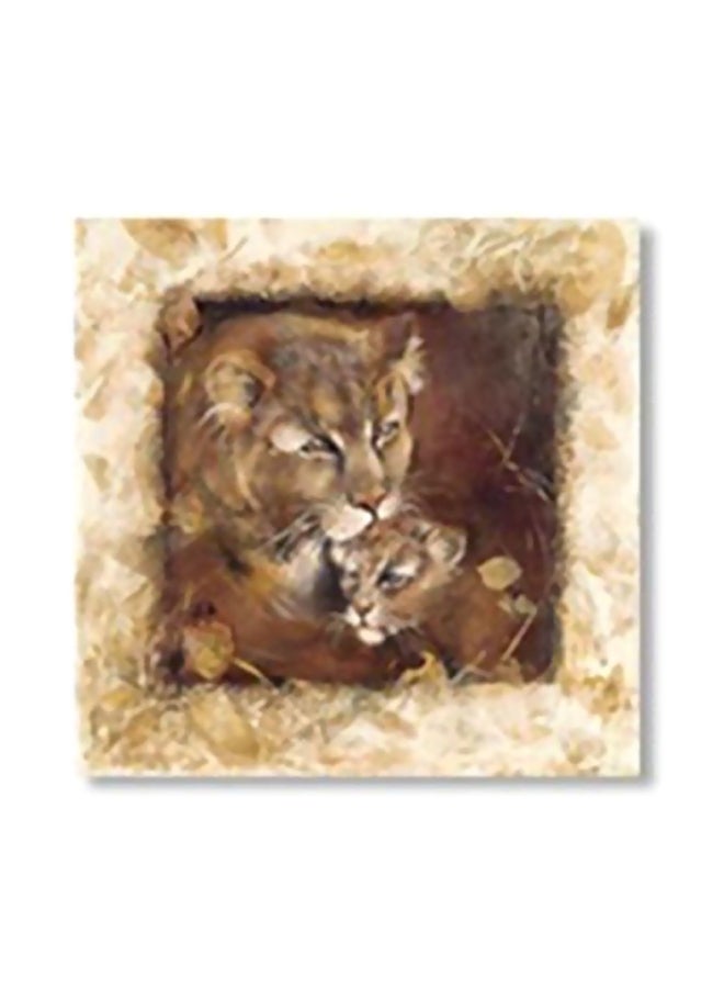 قاعدة إبريق شاي مزينة بني/أبيض/أصفر 30x30سم