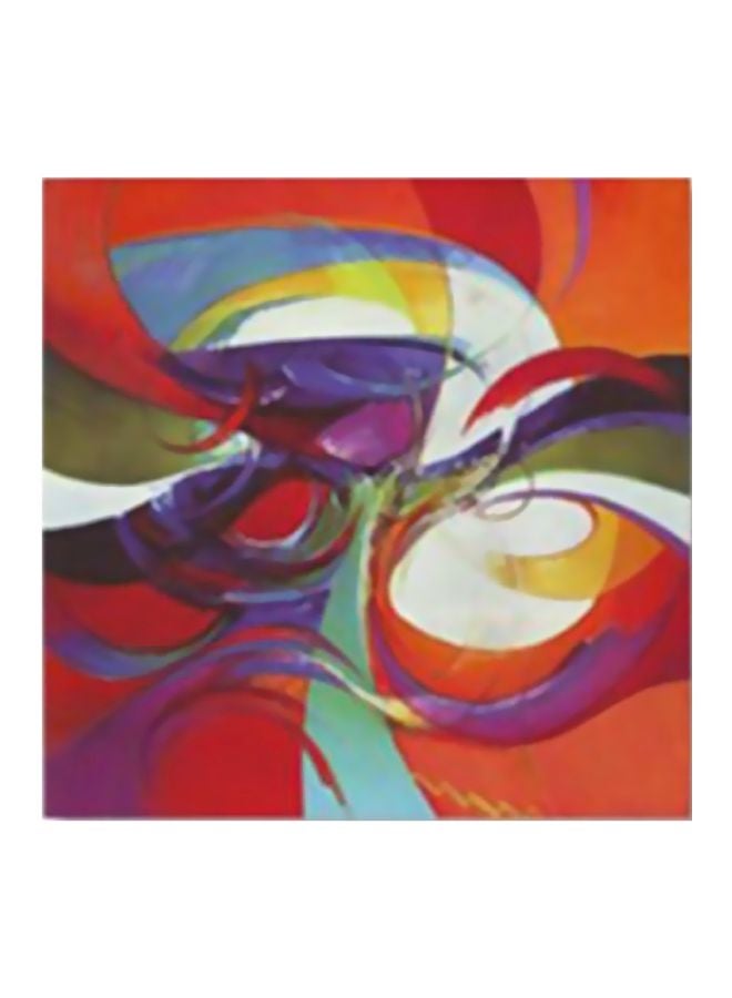 Decorative Wall Painting With Frame Red/Blue Green 24x24cm