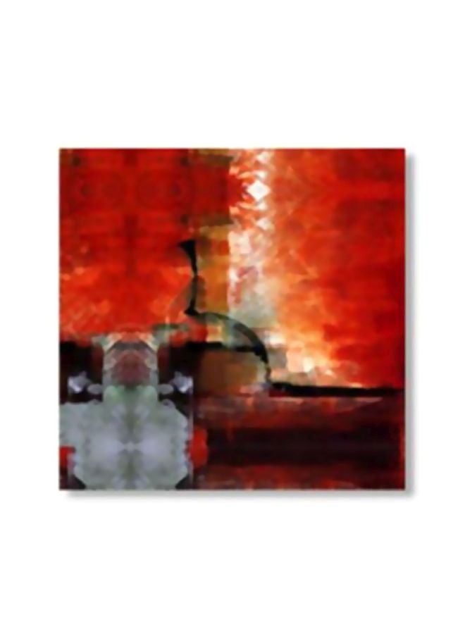 فوتو بلوك لوحة جدارية للزينة بنمط تجريدي بإطار برتقالي / أبيض 30x30سم