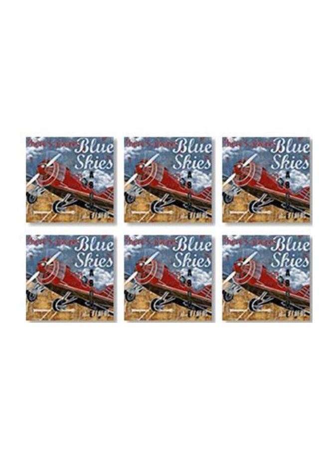 PHOTOBLOCK 6-Piece Tea Coaster Set Blue/Red/Brown 9x9cm 