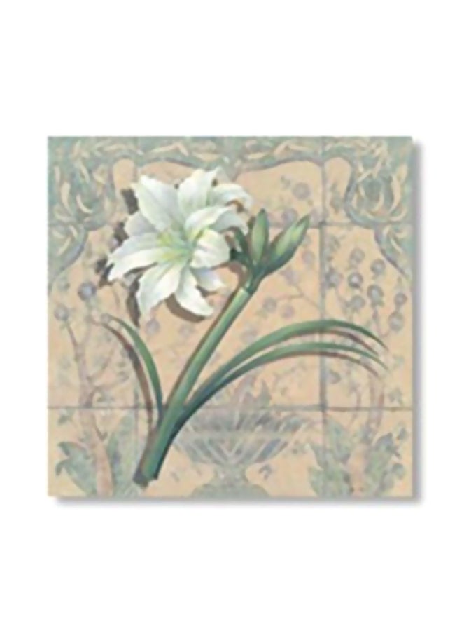 Decorative Wall Art With Frame Beige/White/Green 30x30cm