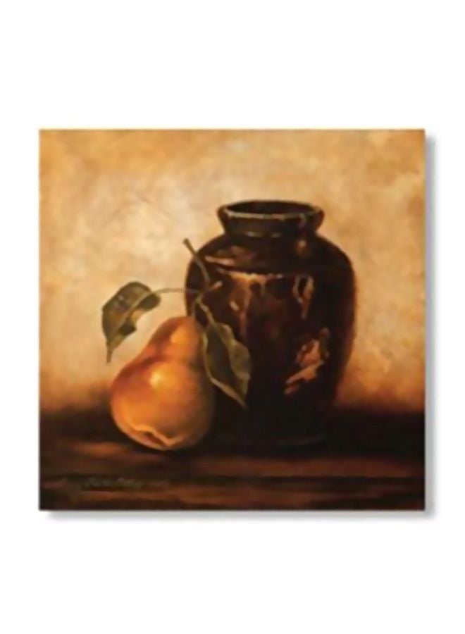 لوحة جدارية لتزيين الحائط مع إطار بني/ أصفر/ أسود 24x24سم