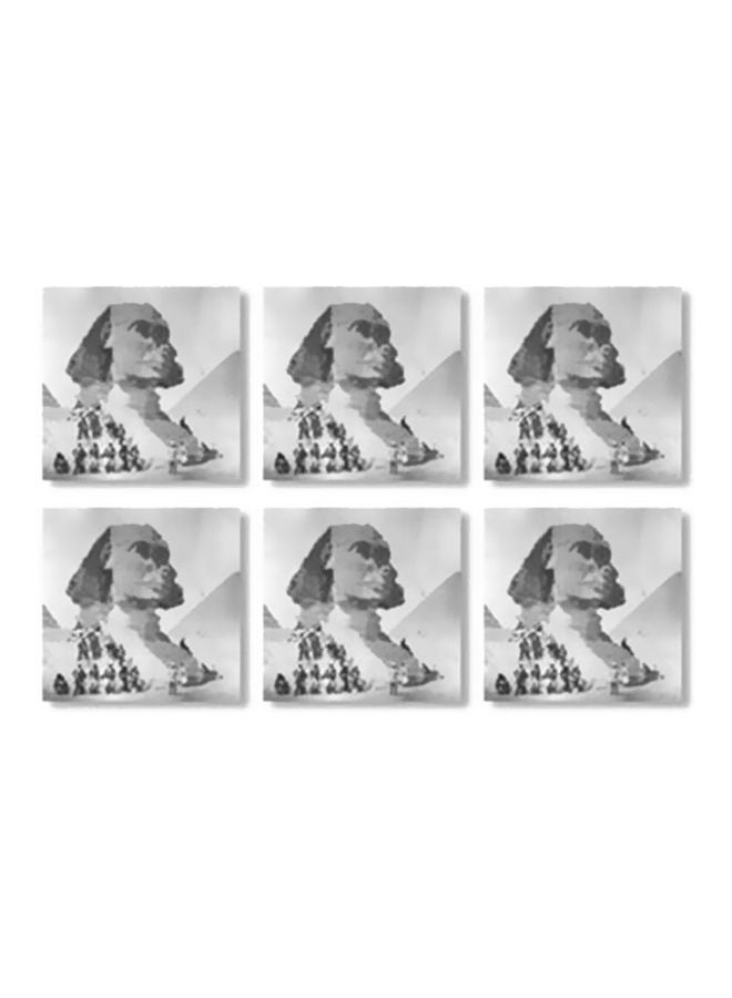 طقم قاعدة الأكواب 6 قطع رمادي/أسود 9x9سم