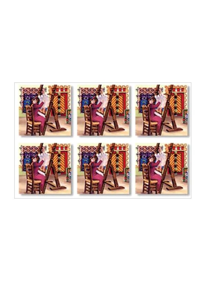 طقم قواعد أكواب شاي من 6 قطع أحمر/بني/أزرق 9x9سم