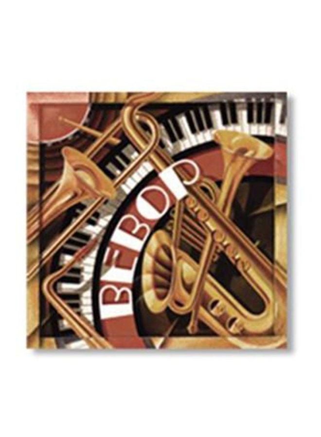 بوستر جداري للتزيين مع إطار بني/ذهبي/أزرق 30x30سم