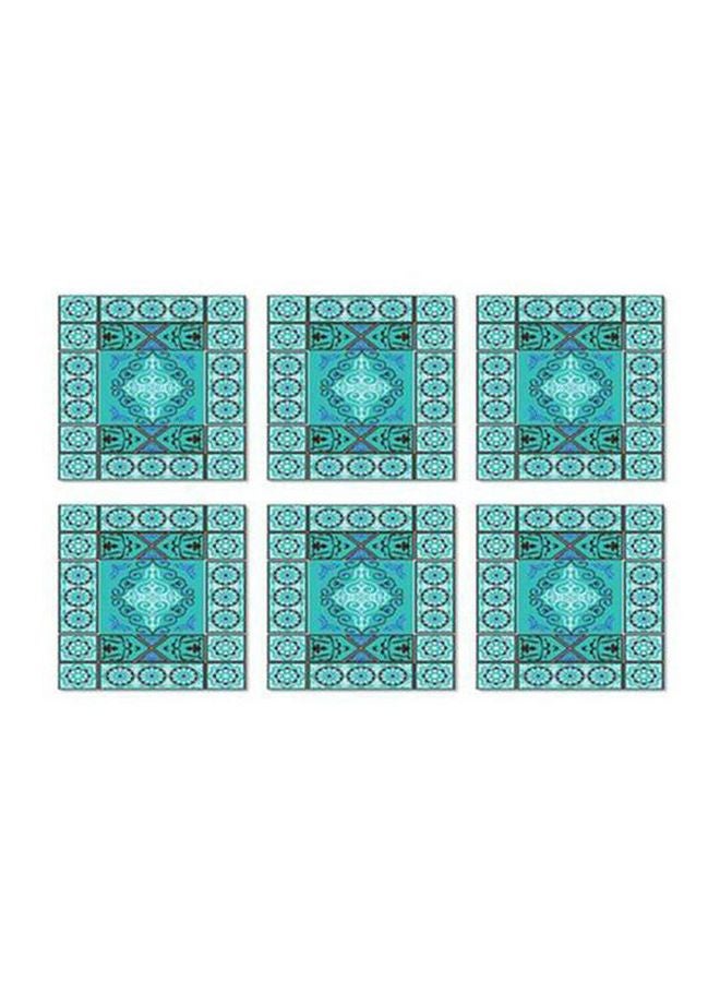 PHOTOBLOCK 6-Piece Decorative Tea Coaster Set Blue/Black 9x9cm 