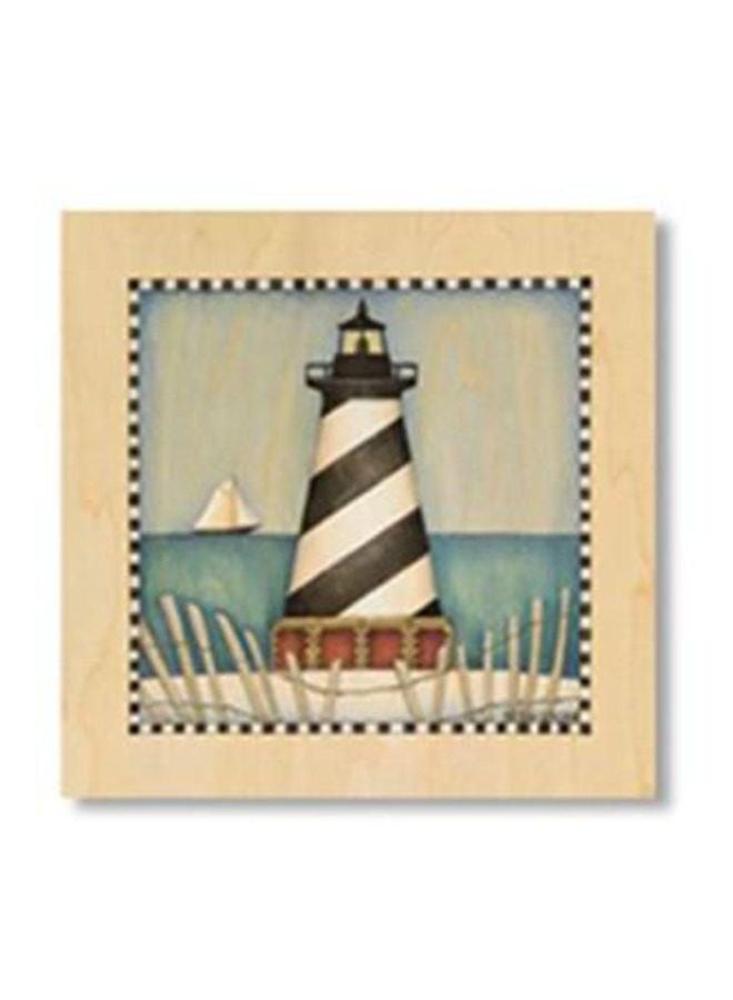 بوستر جداري للتزيين مع إطار أزرق/بيج/أسود 24x24سم