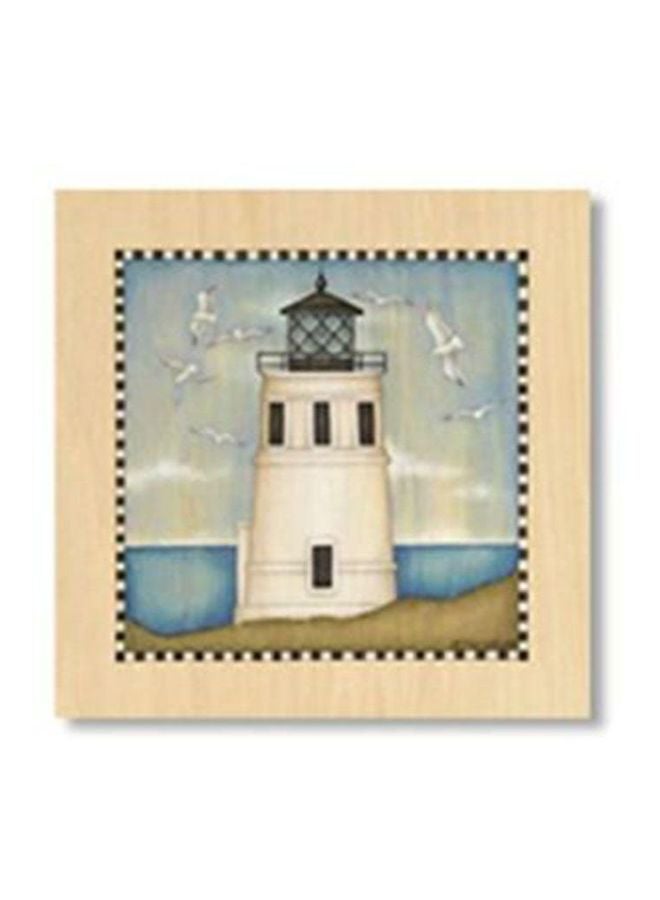 Decorative Wall Poster With Frame Blue/White/Black 20x20cm