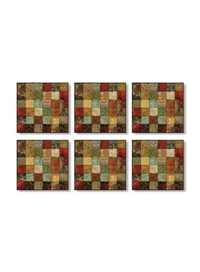 طقم قواعد أكواب مزنة بطبعات مؤلف من 6 قطع متعدد الألوان 9x9سم