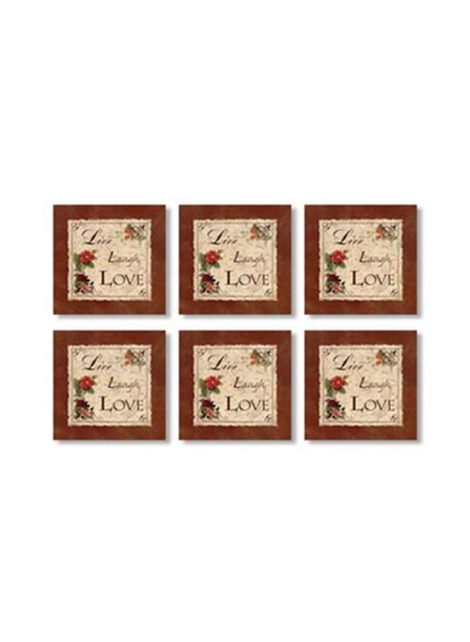 فوتو بلوك طقم قاعدة الأكواب 6 قطع أحمر/بيج/أخضر 9x9سم