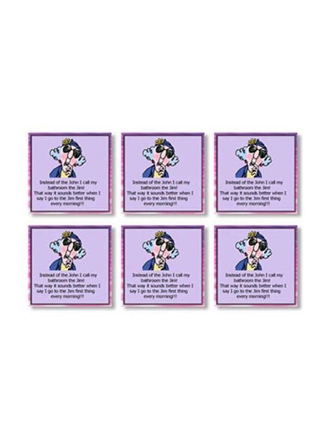 طقم قواعد أكواب مزنة بطبعات مؤلف من 6 قطع أرجواني / أسود / أزرق 9x9سم