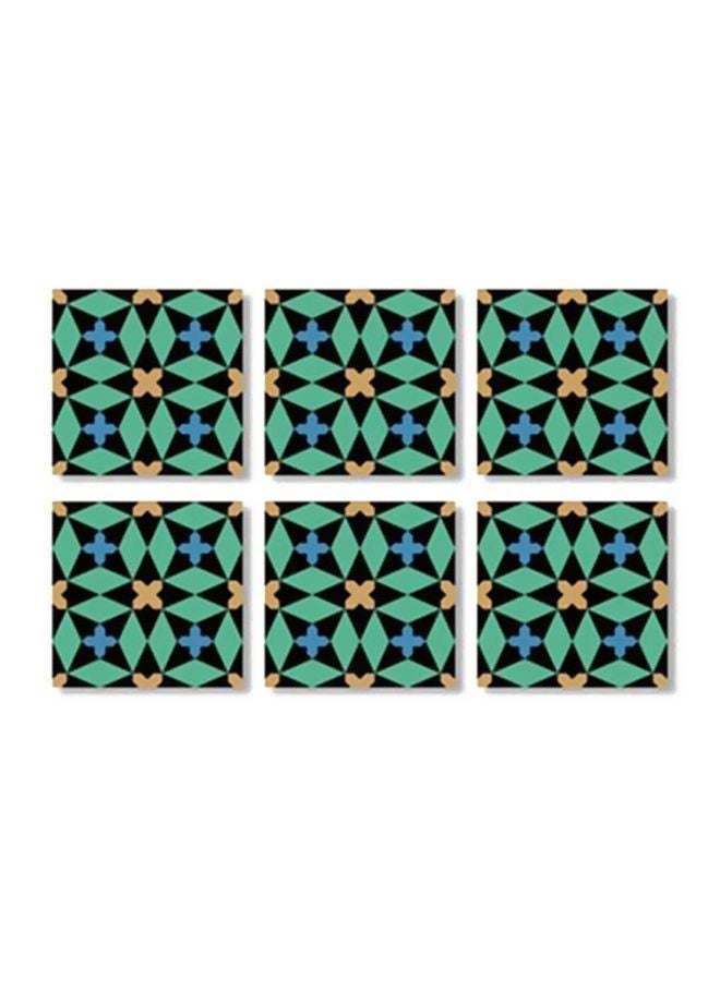 طقم قواعد أكواب شاي من 6 قطع أخضر/أسود 9x9سم