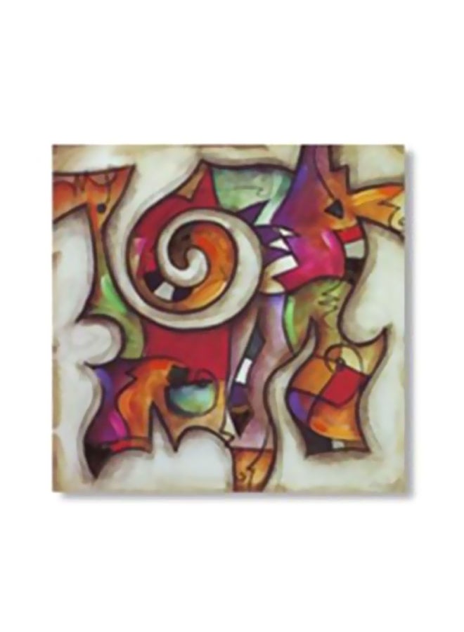 Decorative Wall Poster With Frame White/Pink/Green 30x30cm