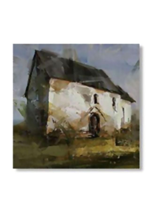 Decorative Wall Painting With Frame Grey/White/Green 34x34cm