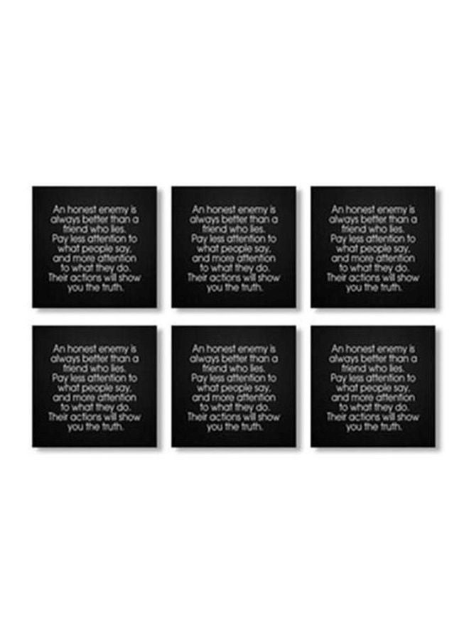 PHOTOBLOCK 6-Piece Printed Tea Coaster Black/White 9x9cm 