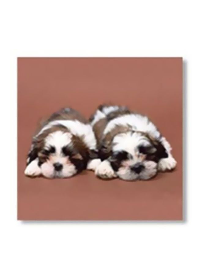 فوتو بلوك لوحة جدارية لتزيين الحائط مع إطار وردي/ أبيض/ بني 30x30سم