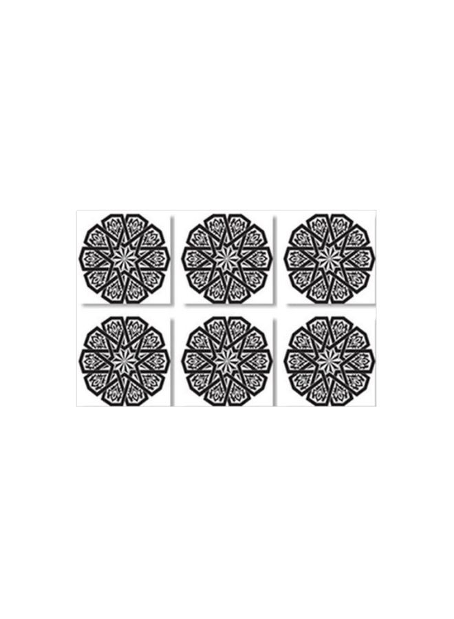 6-Piece Tea Coaster Set Black/White 9x9cm