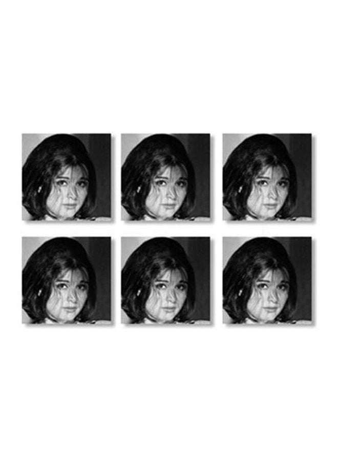 فوتو بلوك طقم قواعد أكواب شاي من 6 قطع أسود/ رمادي 9x9سم