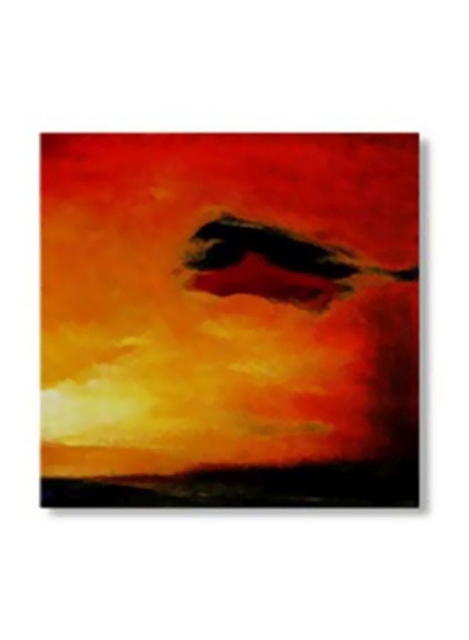 Decorative Wall Painting With Frame Orange/Yellow/Black 24x24cm