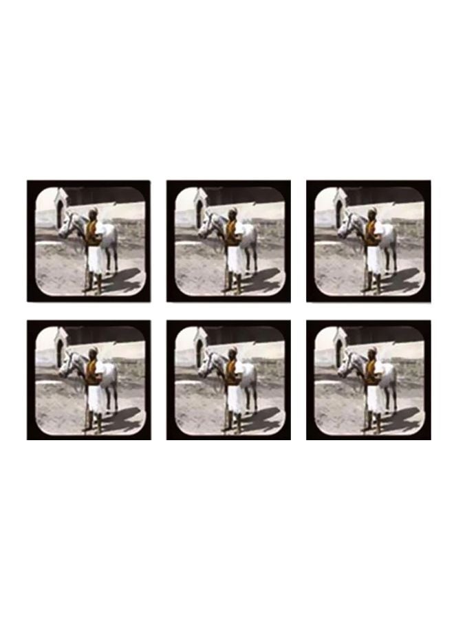 طقم قاعدة الأكواب 6 قطع متعدد الألوان 9x9سم