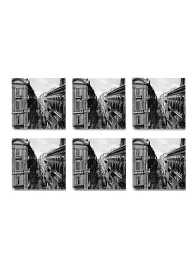 طقم حوامل أكواب للديكور من 6 قطع أسود/ رمادي 9x9سم