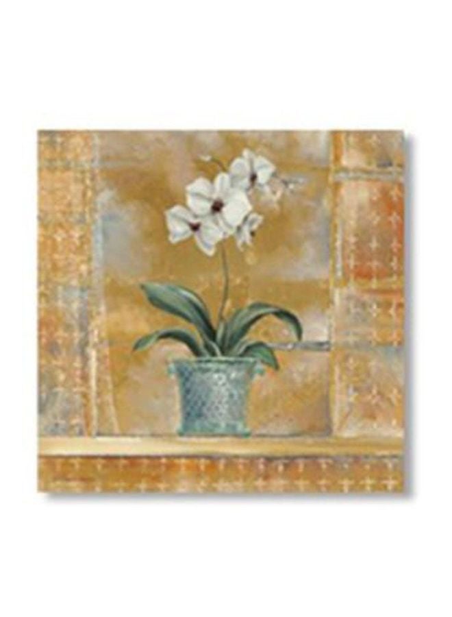 لوحة جدارية لتزيين الحائط مع إطار بيج/أخضر/أبيض 15x15سم